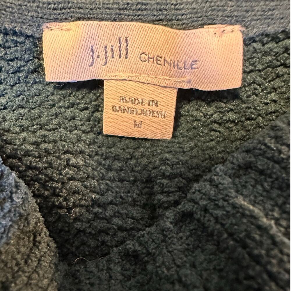 J. Jill Women’s Chenille Cable Knit Sweater M Teal Blue Chunky Crewneck - Picture 5 of 9